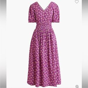 J. Crew Purple Floral Midi Dress